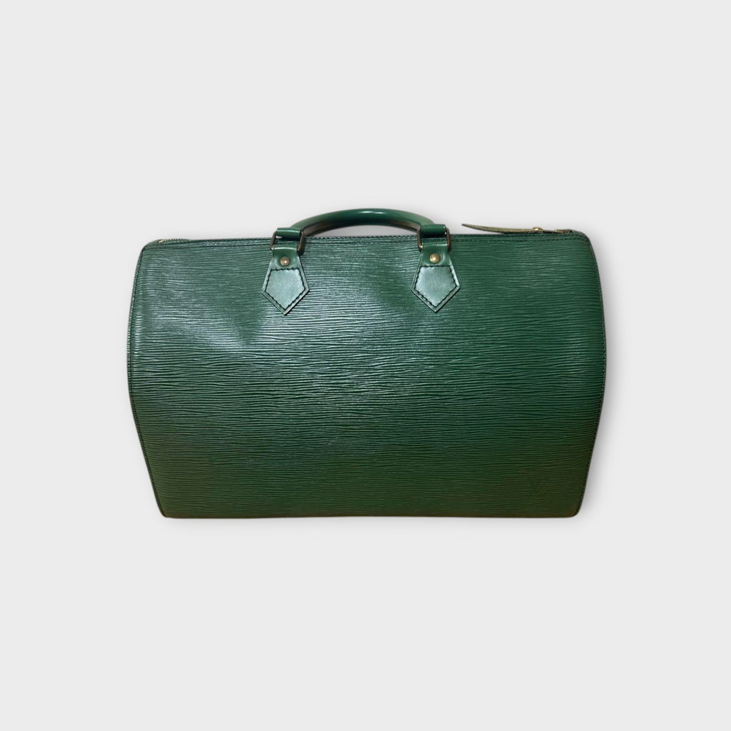 Louis Vuitton Speedy 35 M42994 Borneo Green Leather Gold Hardware 【B】