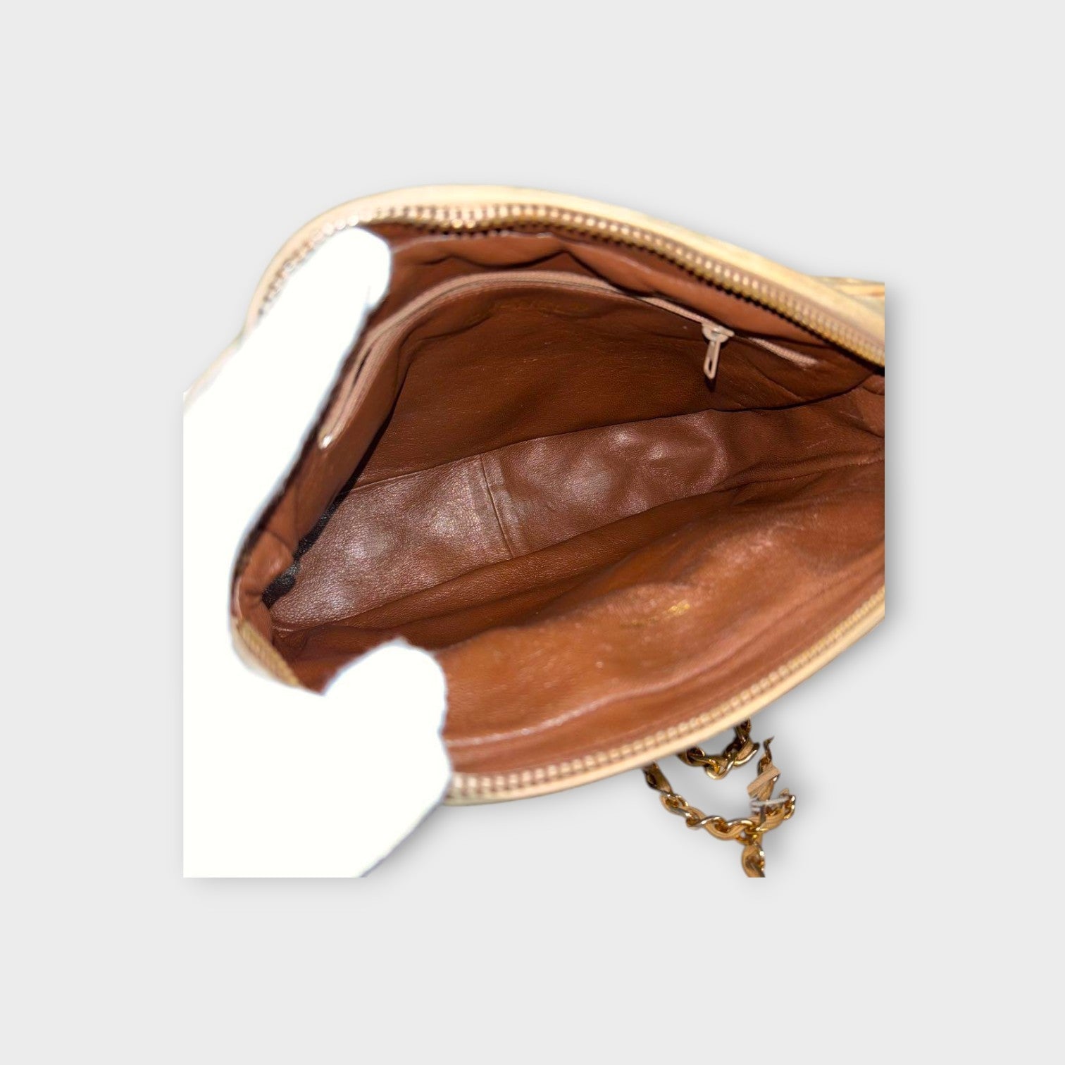 CHANEL Chain Shoulder Bag Matelassé Suede Leather Coco Mark Beige 【B】