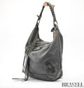 BALENCIAGA The Day Shoulder Bag Leather Hobo Bag Black