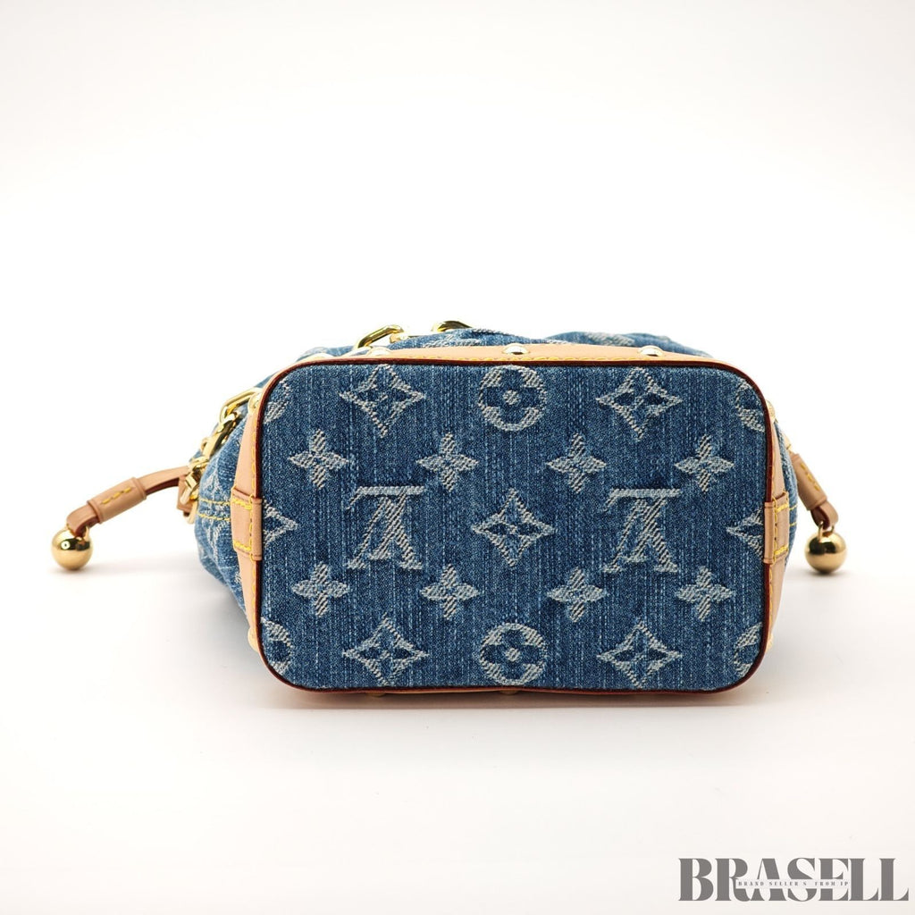 Louis Vuitton Nano Noe M83043 Monogram Denim Blue Cotton w/Dust Bag Strap