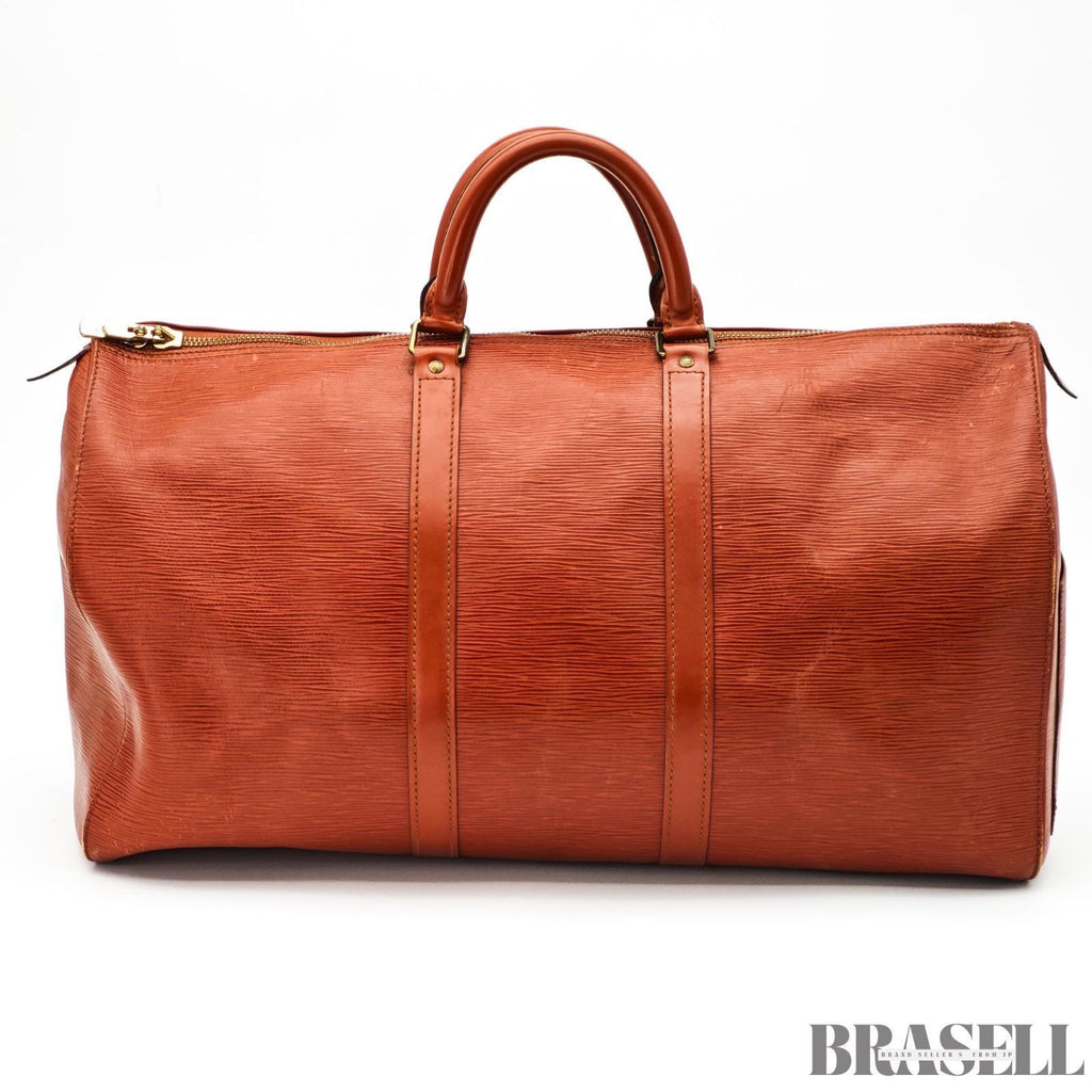 LOUIS VUITTON Epi Keepall 50 M42968 Boston Bag Zipang Gold Epi Leather Auth