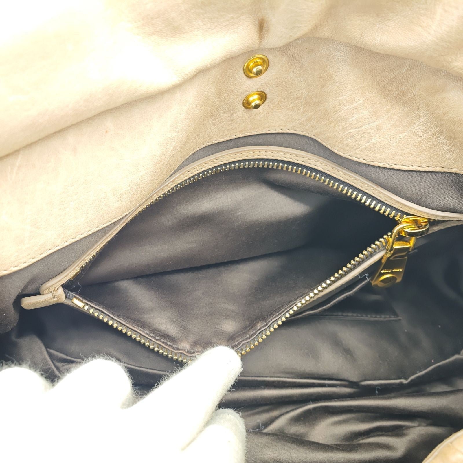 MIU MIU Matelassé Leather Handbag 2-Way Brown Women's