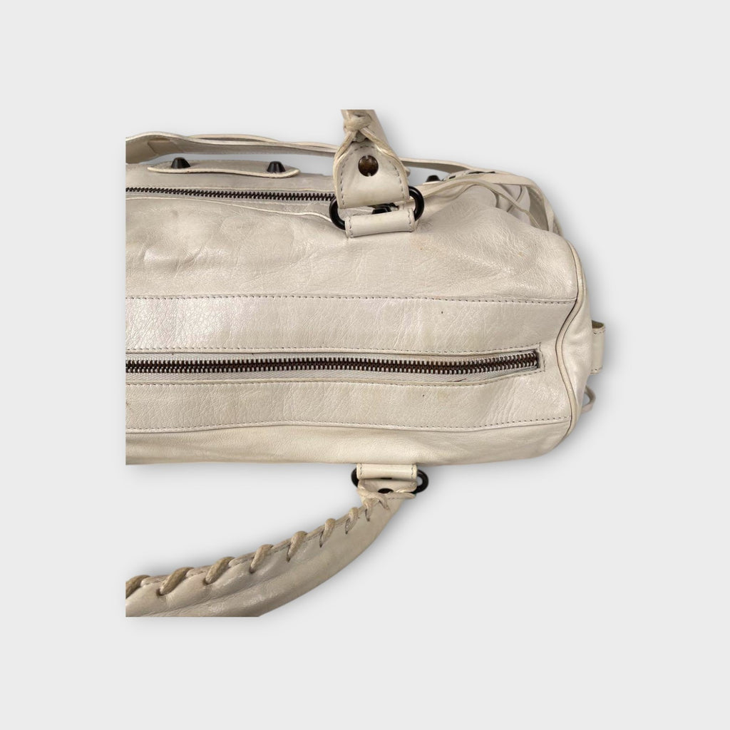 Balenciaga 2Way Handbag Shoulder Bag White Leather Zip 【B】