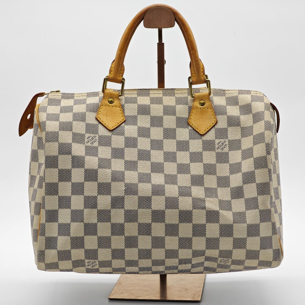 LOUIS VUITTON Damier Azur Speedy N41533 Boston Bag Large Capacity White