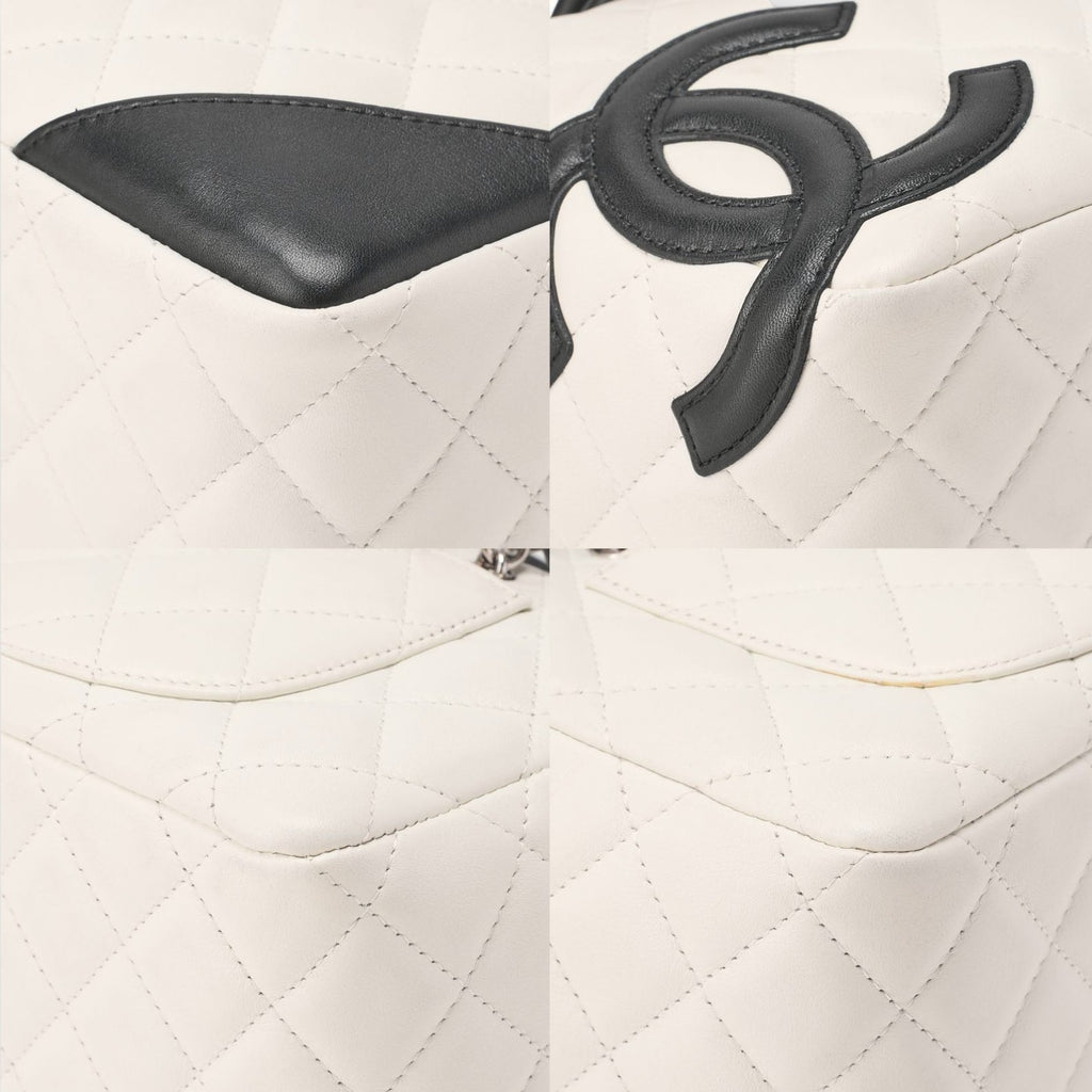 CHANEL Cambon Line Calfskin Mini Tote Bag in White and Black