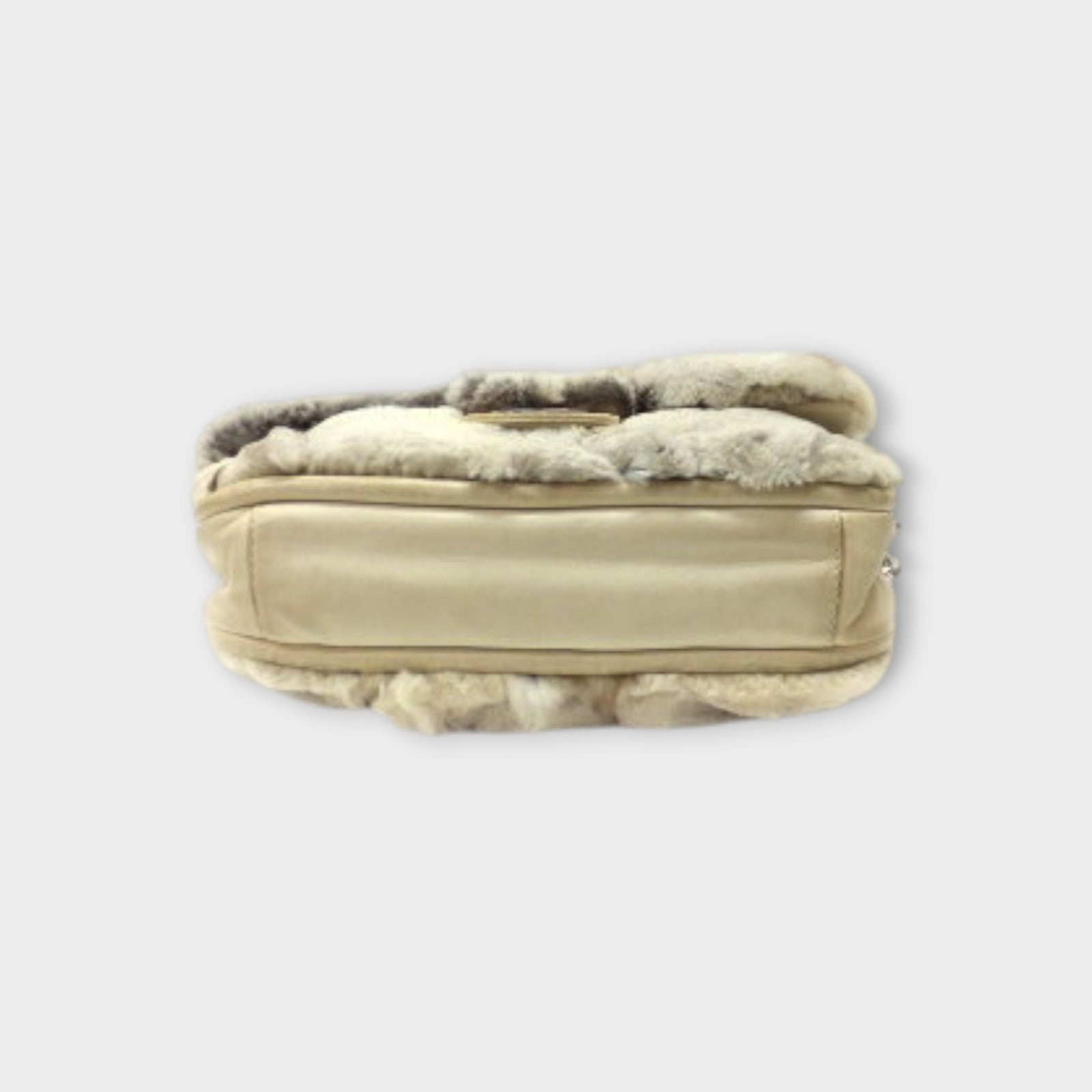 CHANEL Fur and Chain Shoulder Bag, Ivory with Silver Hardware 2007