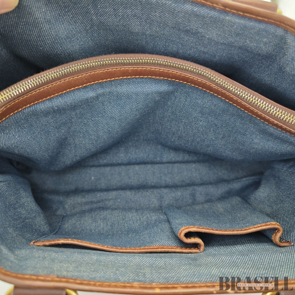 CELINE Macadam Boogie Bag YS00/75 Canvas Handbag in Blue Denim/Brown