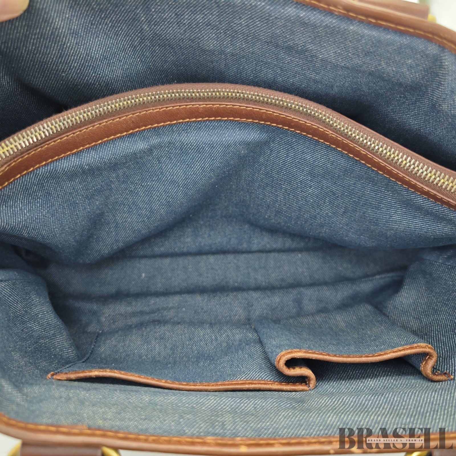 CELINE Macadam Boogie Bag YS00/75 Canvas Handbag in Blue Denim/Brown