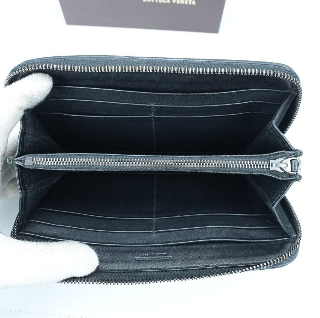 BOTTEGA VENETA Intrecciato Long Wallet Black for Men and Women