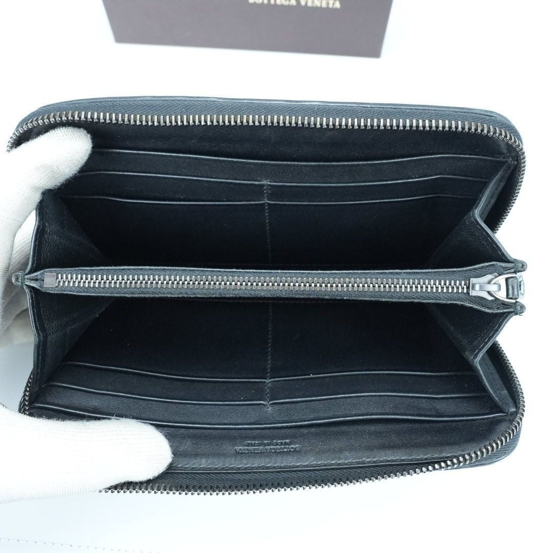 BOTTEGA VENETA Intrecciato Long Wallet Black for Men and Women