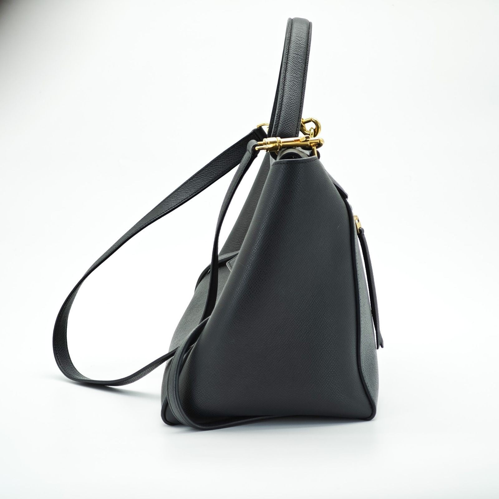 CELINE Luggage Shoulder Bag Leather 2-Way Black Women's