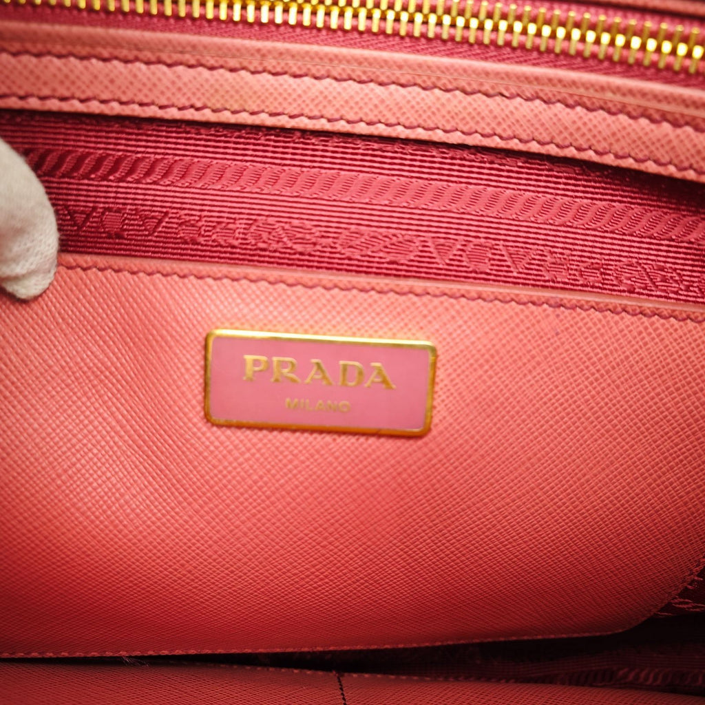 PRADA Saffiano Leather Galleria 2-Way Handbag/Tote Bag Pink with Shoulder Strap
