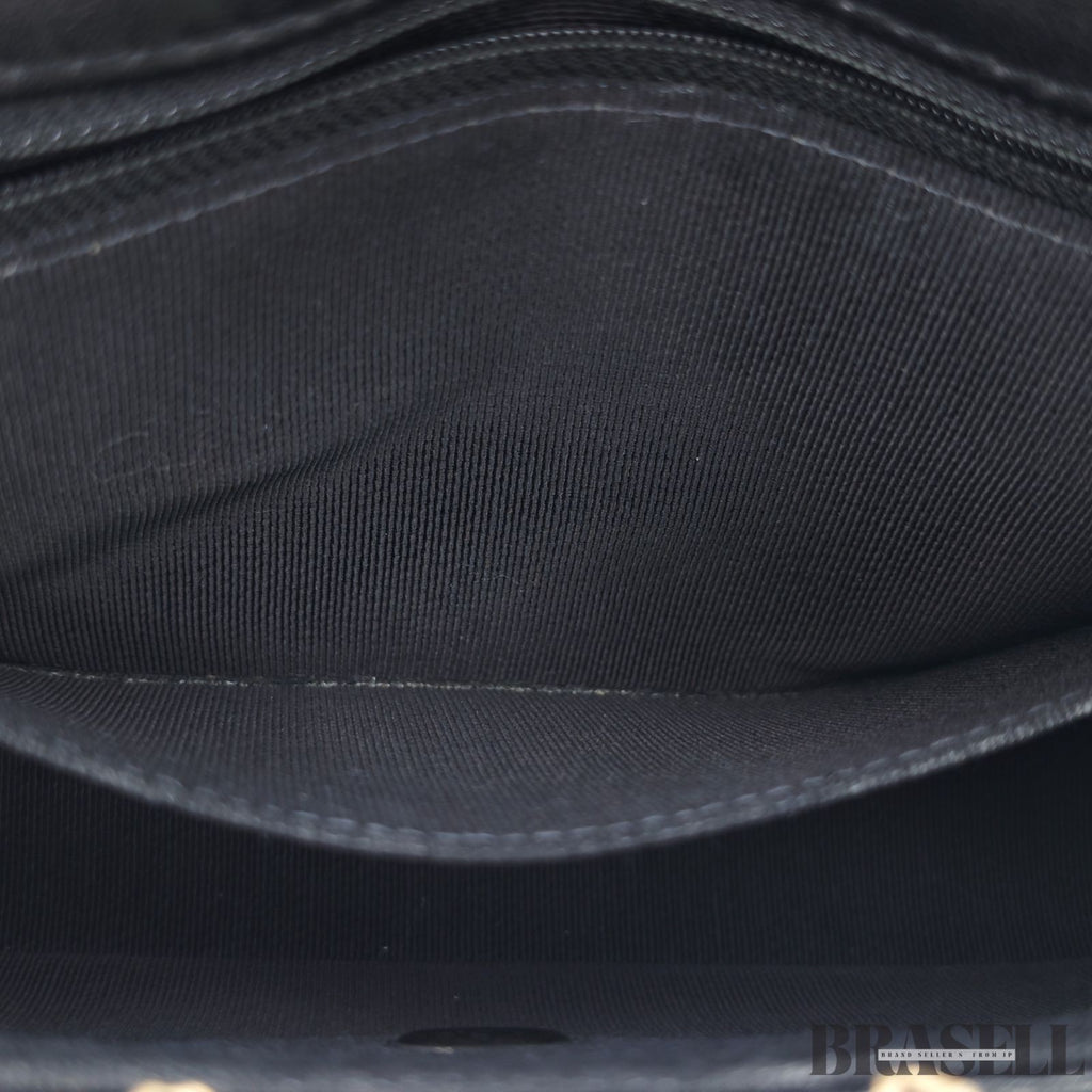 CHANEL Wild Stitch A14687 Leather Flap Shoulder Bag Black Women’s