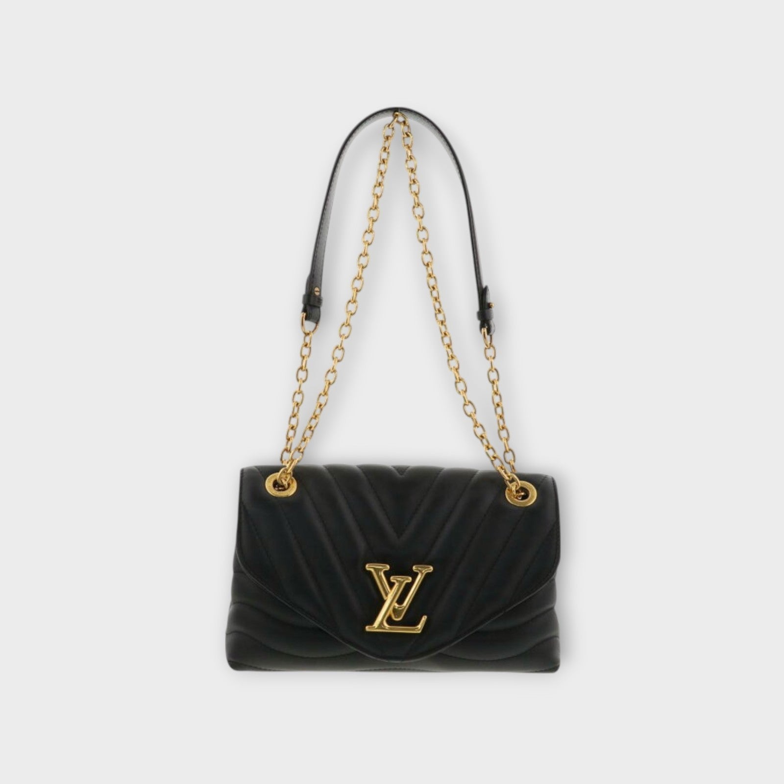 LOUIS VUITTON Monogram Black New Wave Chain Bag MM