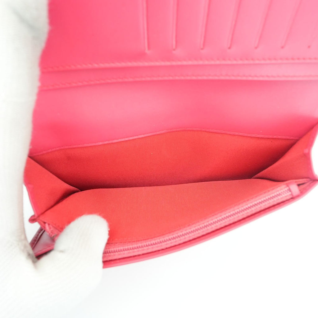 CHANEL Matelasse Long Wallet Enamel Pink Women's