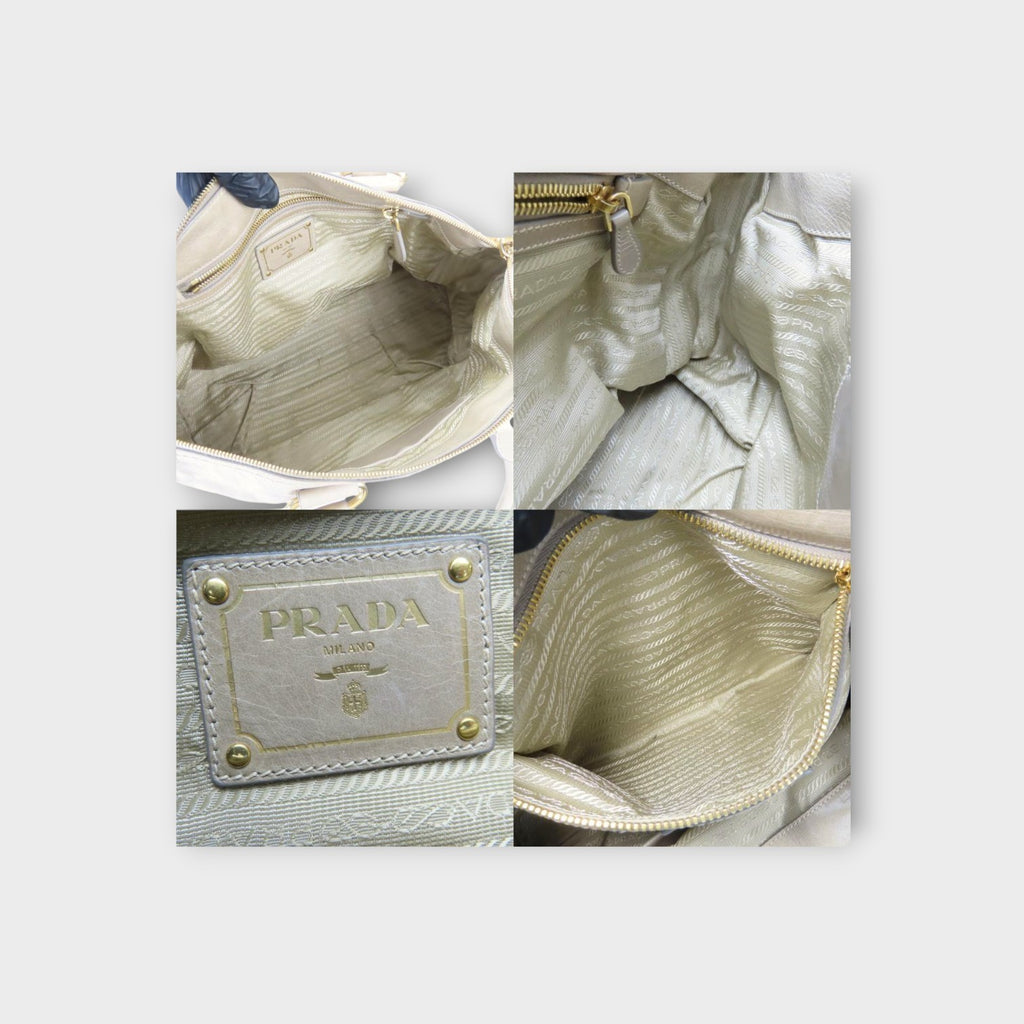 Prada 2Way Handbag BL0678 Triangle Logo Plate Calf Leather POMICE Sand Beige 【B】