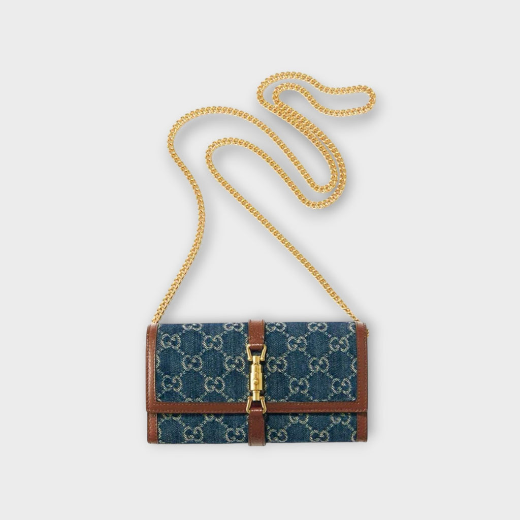 GUCCI Jackie Chain Wallet 1961 Indigo Blue