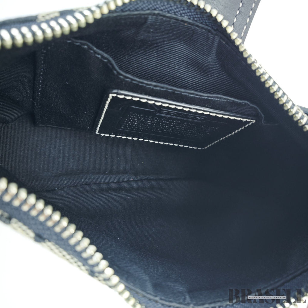 COACH Signature Shoulder Bag Hobo Bag Crescent Moon Black
