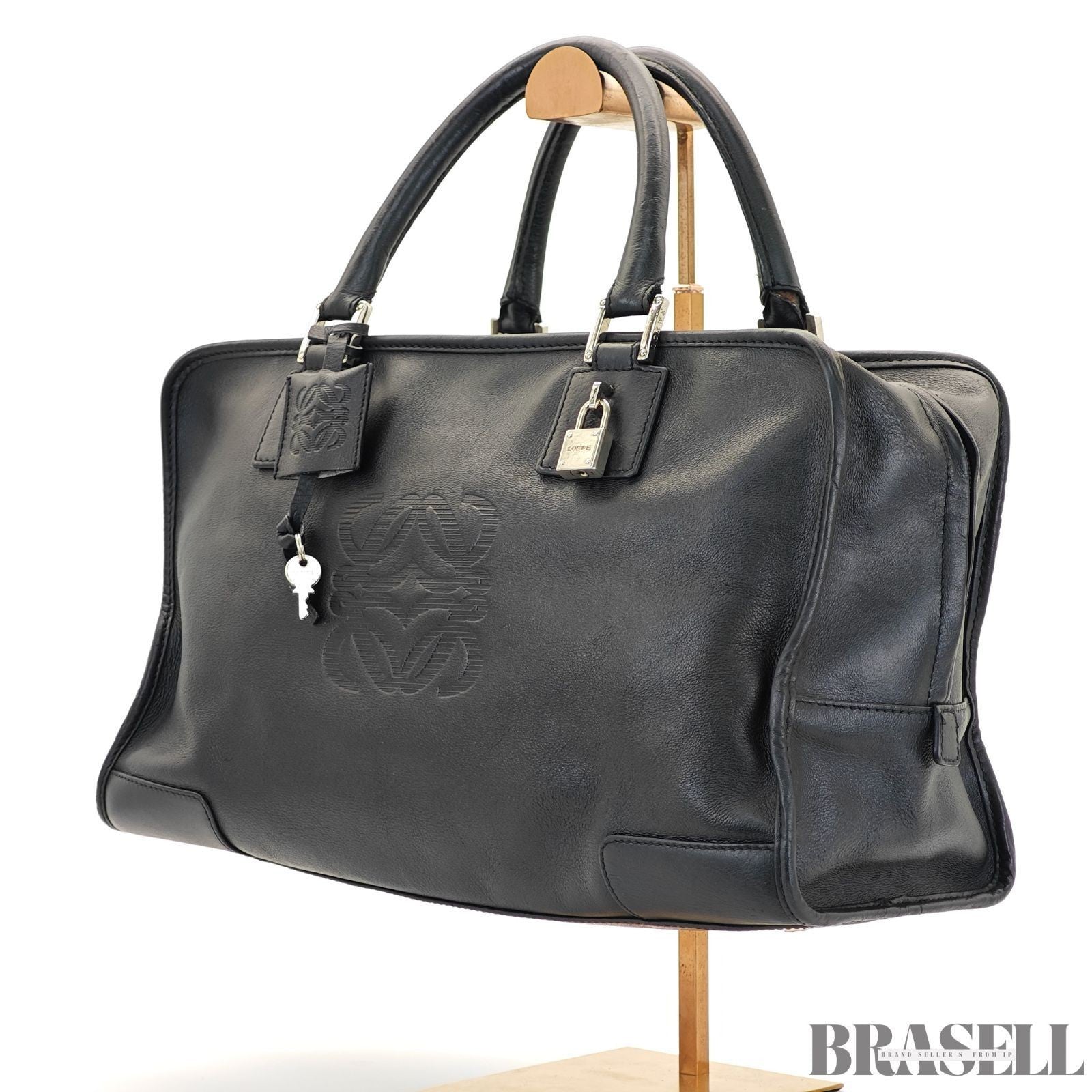 LOEWE Amazona 36 Handbag Horizontal Black with Silver Hardware
