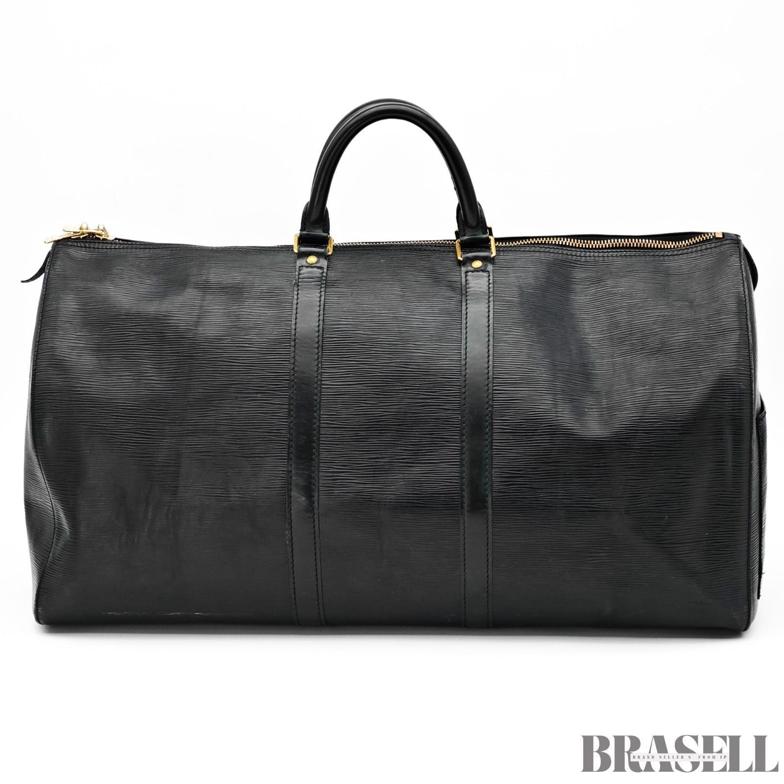Louis Vuitton Epi Keepall 55 Black Embossed Logo Boston Bag M59142 Epi Leather