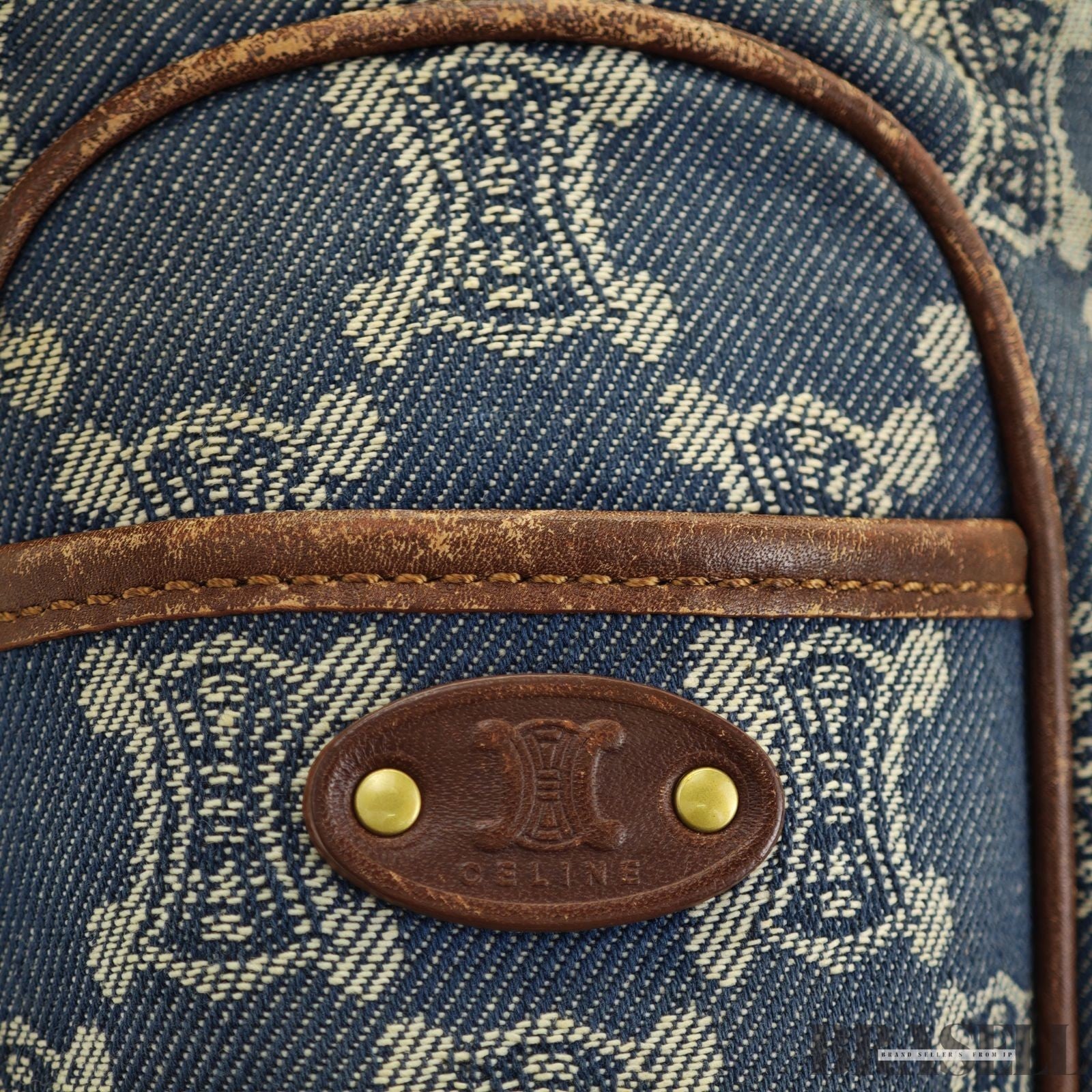 CELINE Macadam Boogie Bag YS00/75 Canvas Handbag in Blue Denim/Brown
