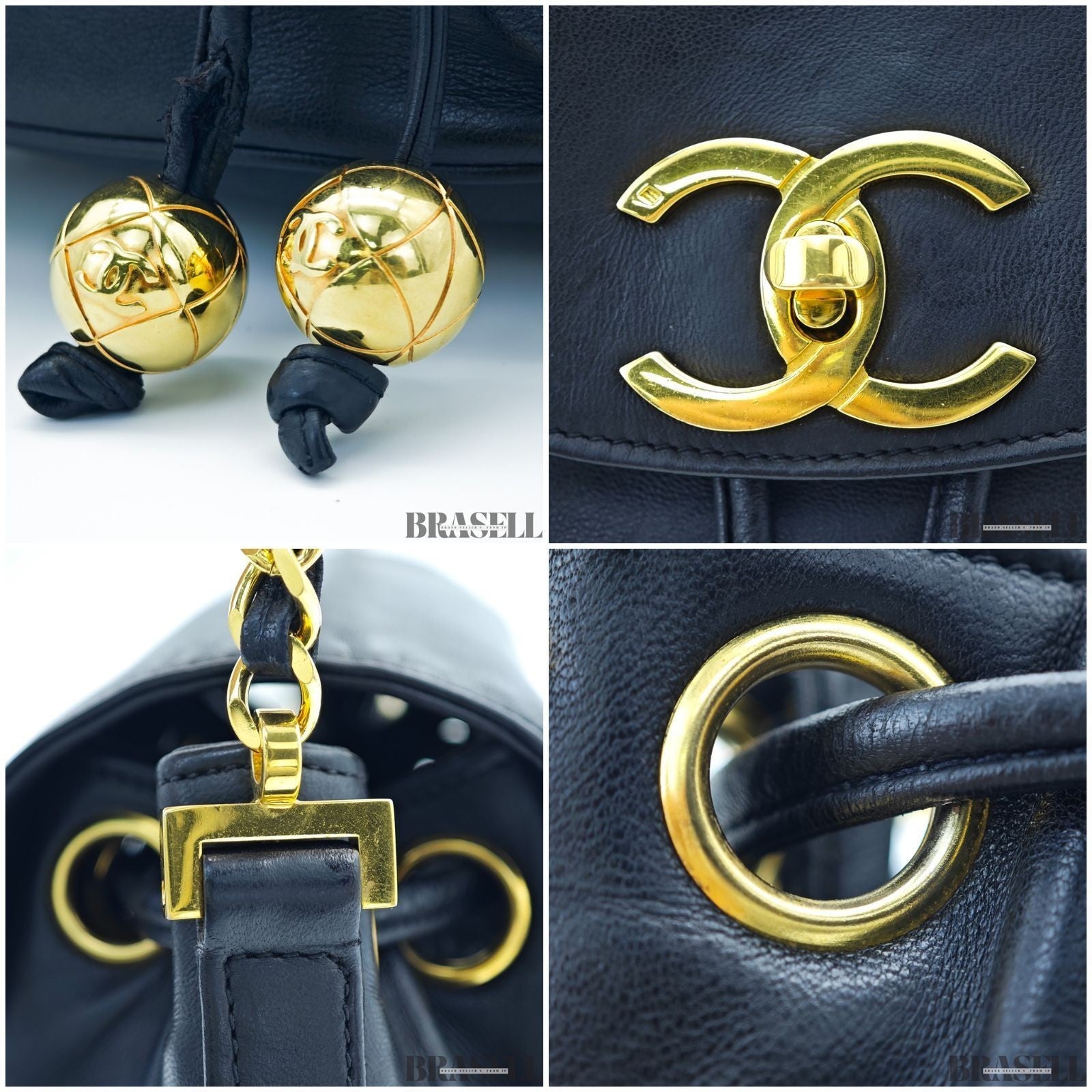 Chanel Coco Mark Chain Shoulder Backpack Black Women With Authenticity Card
