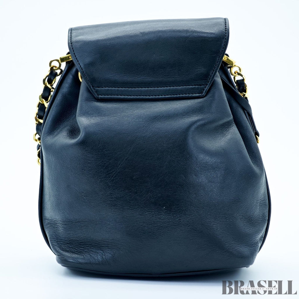 Chanel Coco Mark Chain Shoulder Backpack Black Women With Authenticity Card