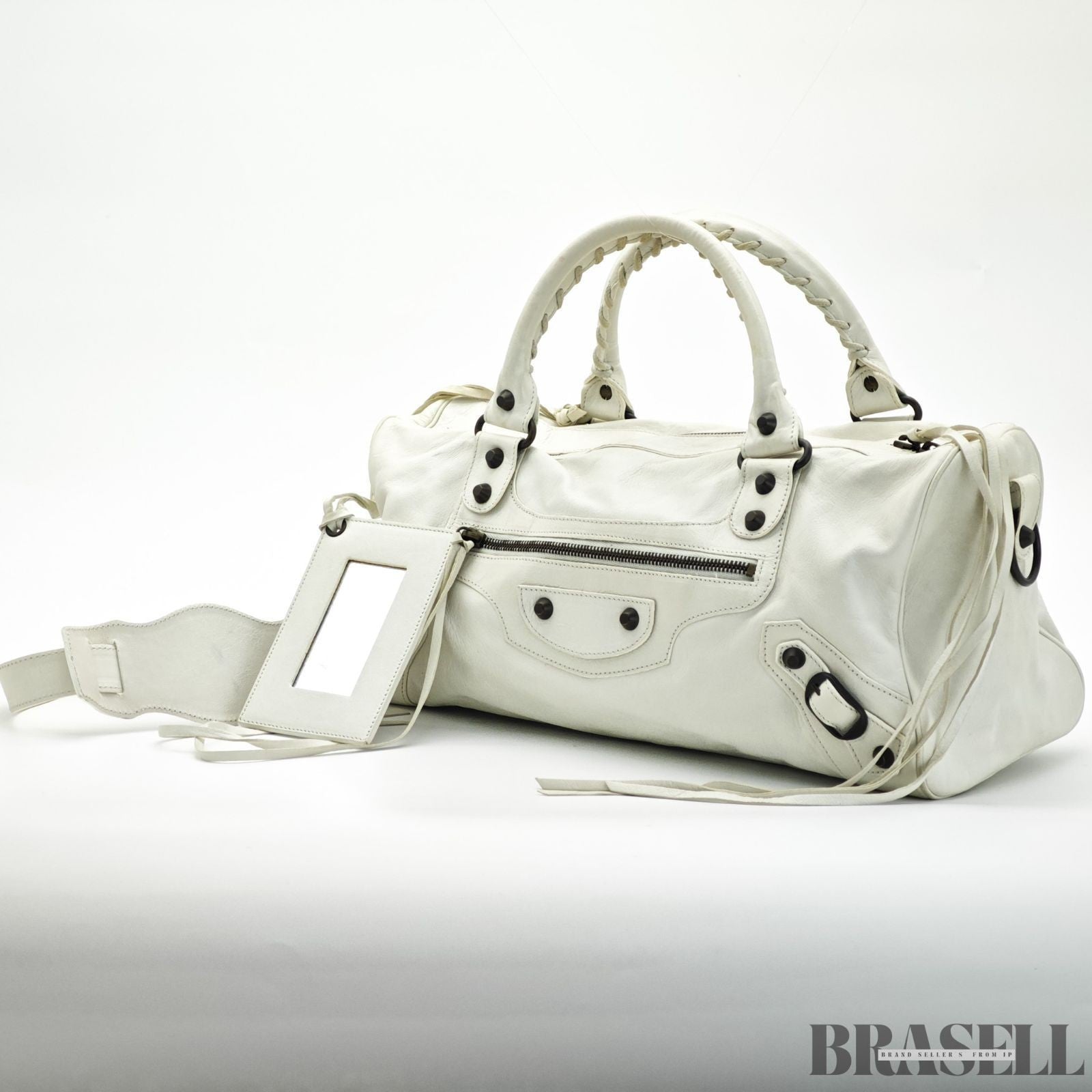 Balenciaga The First 103208 213048 Bag Handbag Cylinder Horizontal Ivory