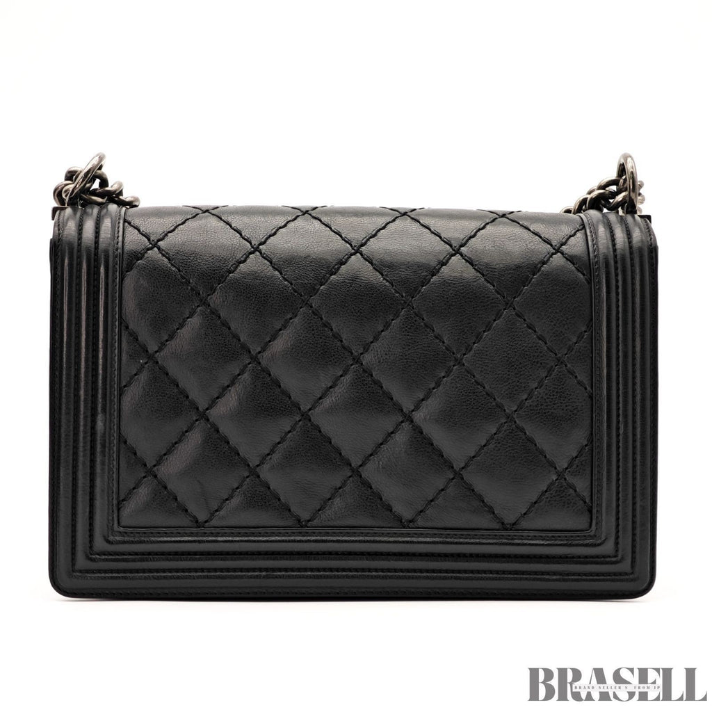 CHANEL Boy Chanel Flap Chain Shoulder Bag Black With Box Dust Bag Women