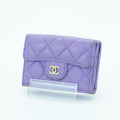 CHANEL Matelassé Bifold Wallet Compact Purple Women's