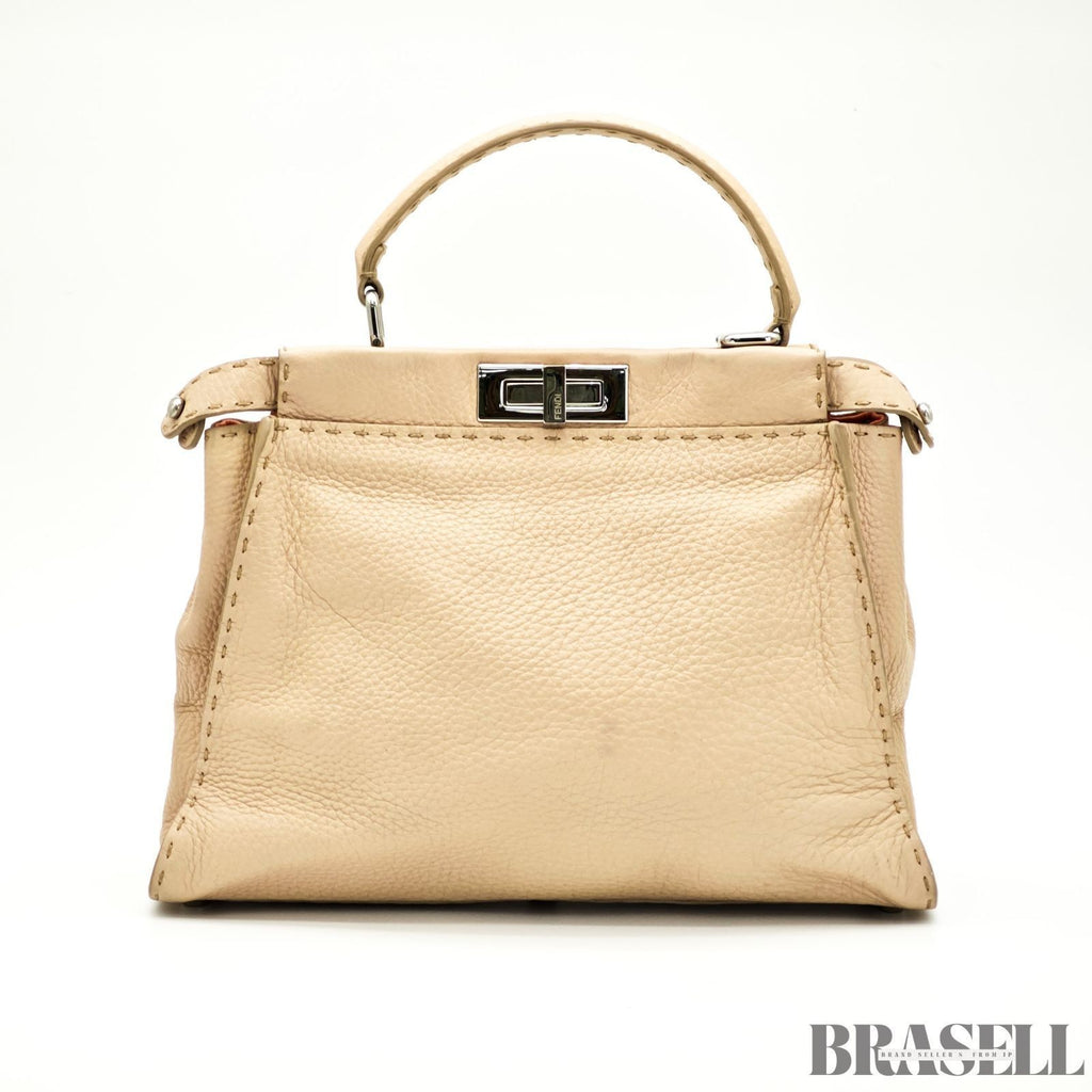 Fendi Regular Peekaboo Selleria 8BN226 Handbag Shoulder Bag 2Way Beige