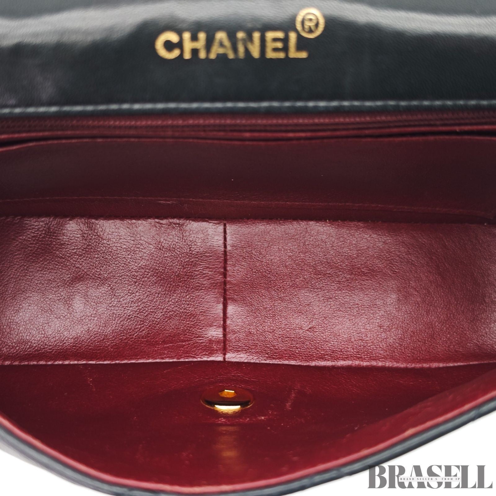 CHANEL Matelassé Diana 25 Chain Shoulder Bag Flap Quilted Black Lambskin Logo