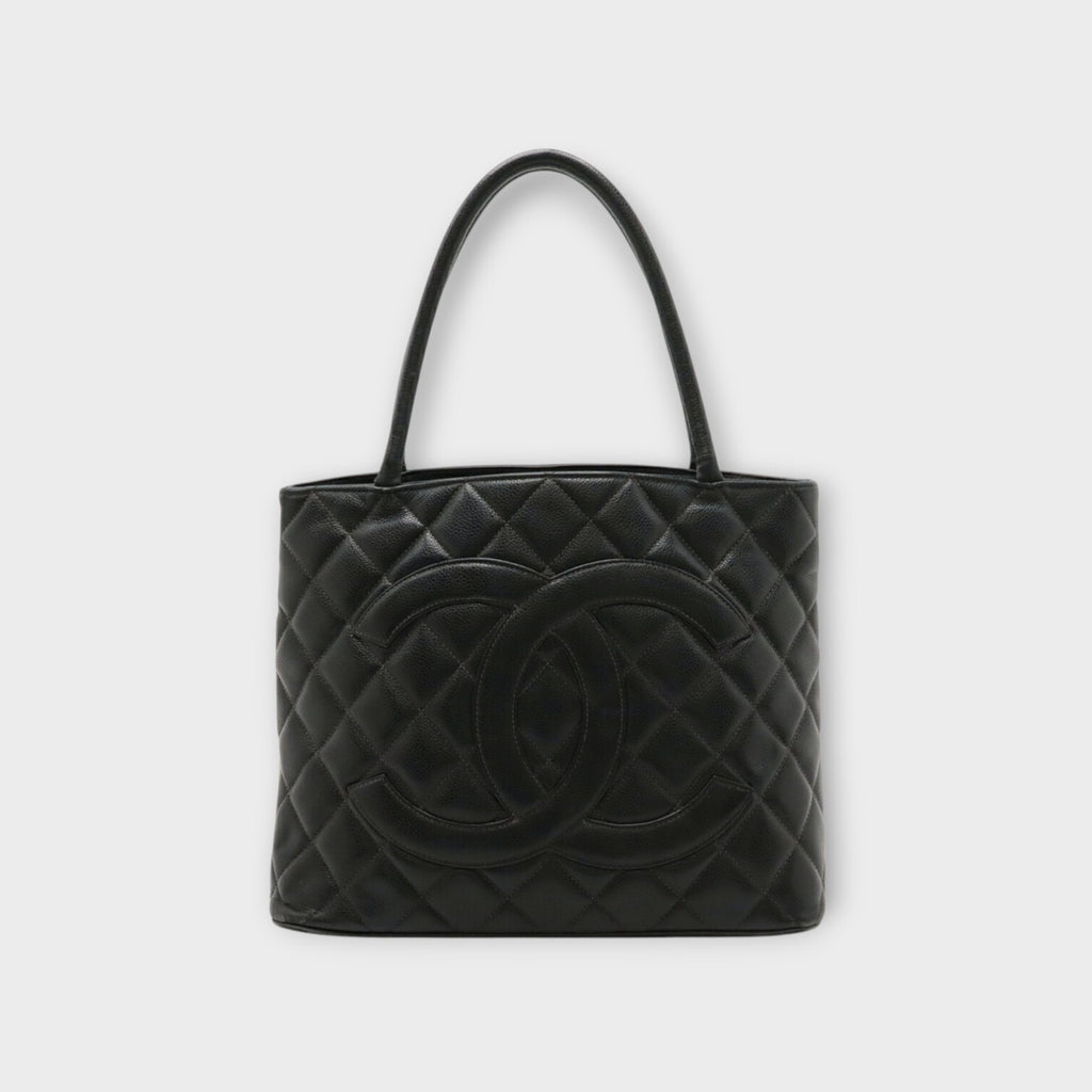 CHANEL Matelassé Coco Mark Reissue Tote Caviar Skin Leather Black 【B】