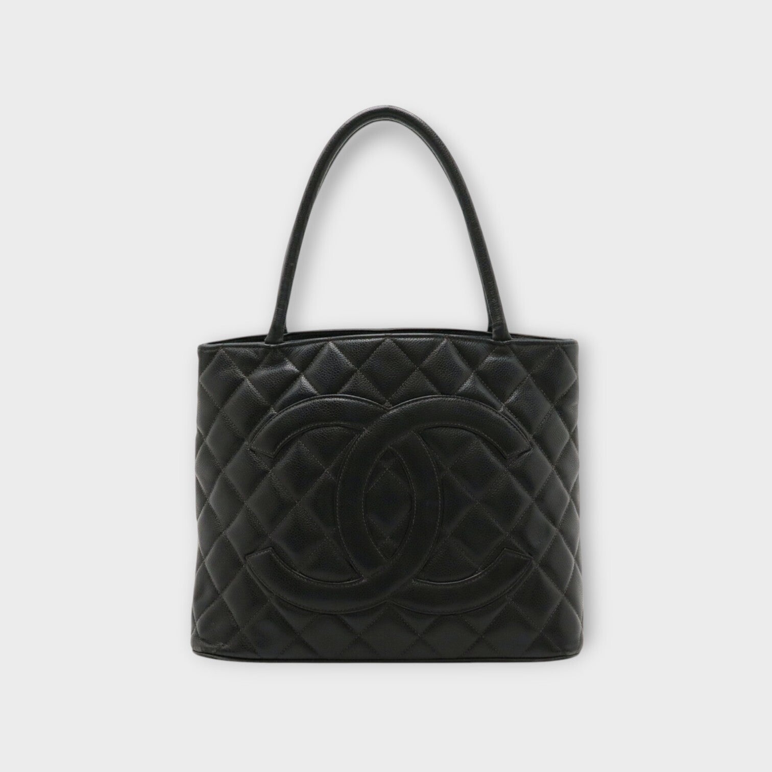 CHANEL Matelassé Coco Mark Reissue Tote Caviar Skin Leather Black 【B】