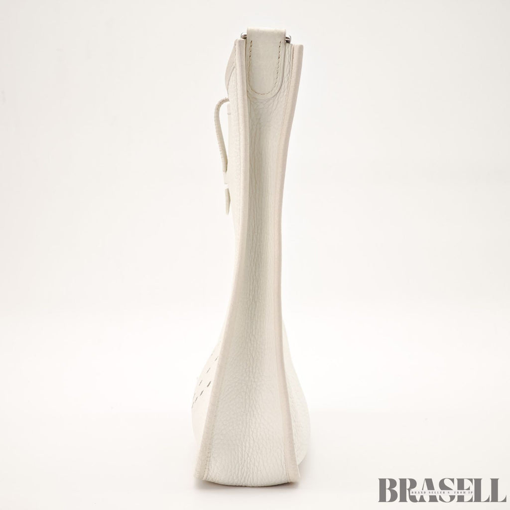 Hermes Evelyne I PM Taurillon Clemence Shoulder Bag White Unisex Silver Hardware