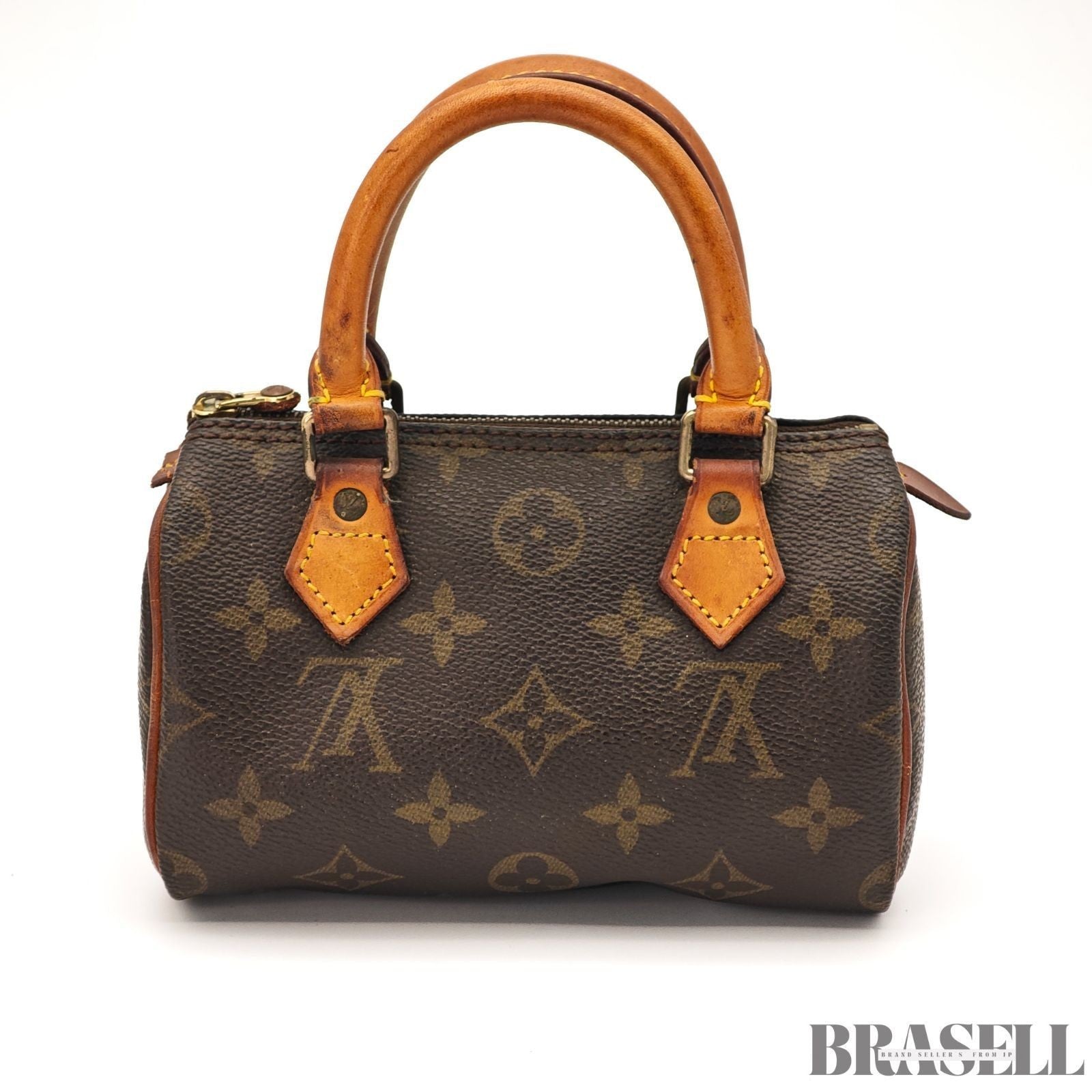 Auth Louis Vuitton Monogram Mini Speedy Hand Bag M41534 Mini Boston Bag Brown