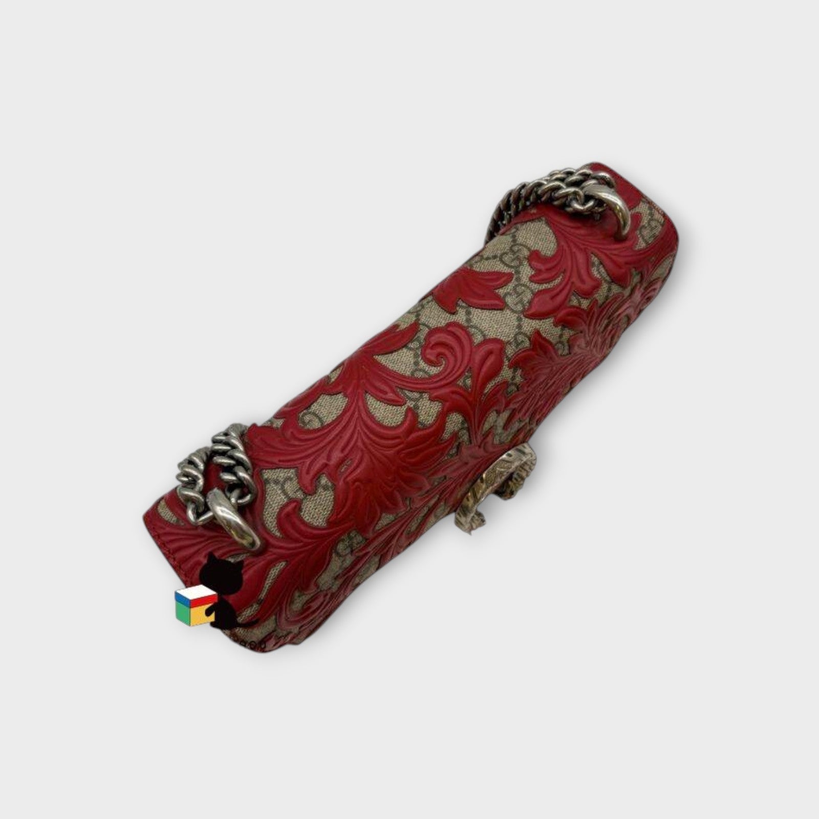 GUCCI Red GG Supreme Dionysus Arabesque Chain Shoulder Bag