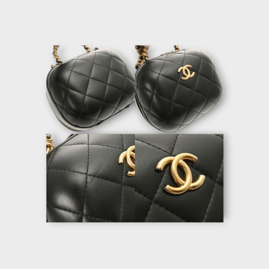 Chanel Matelasse Small Vanity Black Women's Lambskin Shoulder Bag AP2198 A Rank