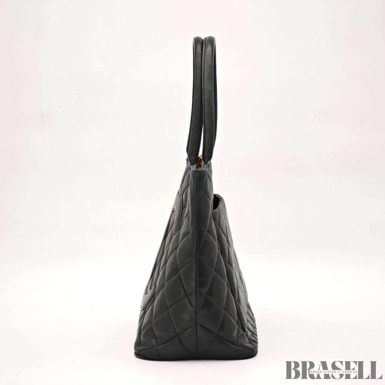 CHANEL Caviar Skin Black Tote Bag Handbag CC Logo with Warranty Card