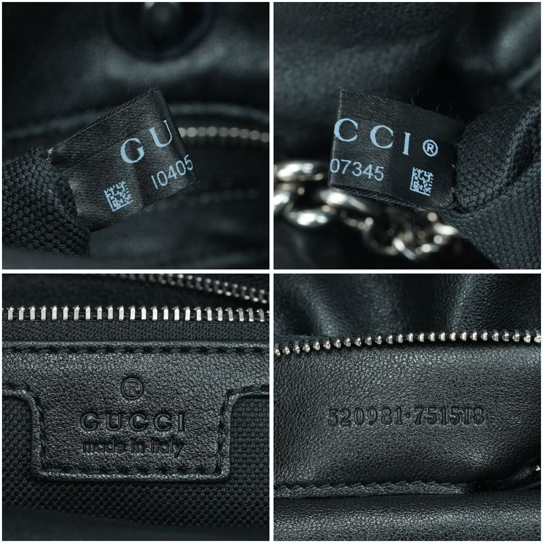 GUCCI Blondie Tote Bag 751518 Black Leather 2-Way Chain Shoulder Bag