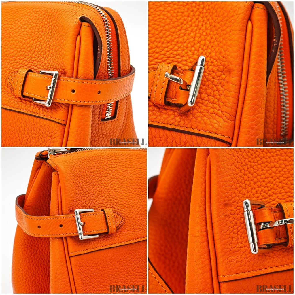 Hermes Atlas 42 Leather Bag Handbag Horizontal Orange Women's Shoulder Bag