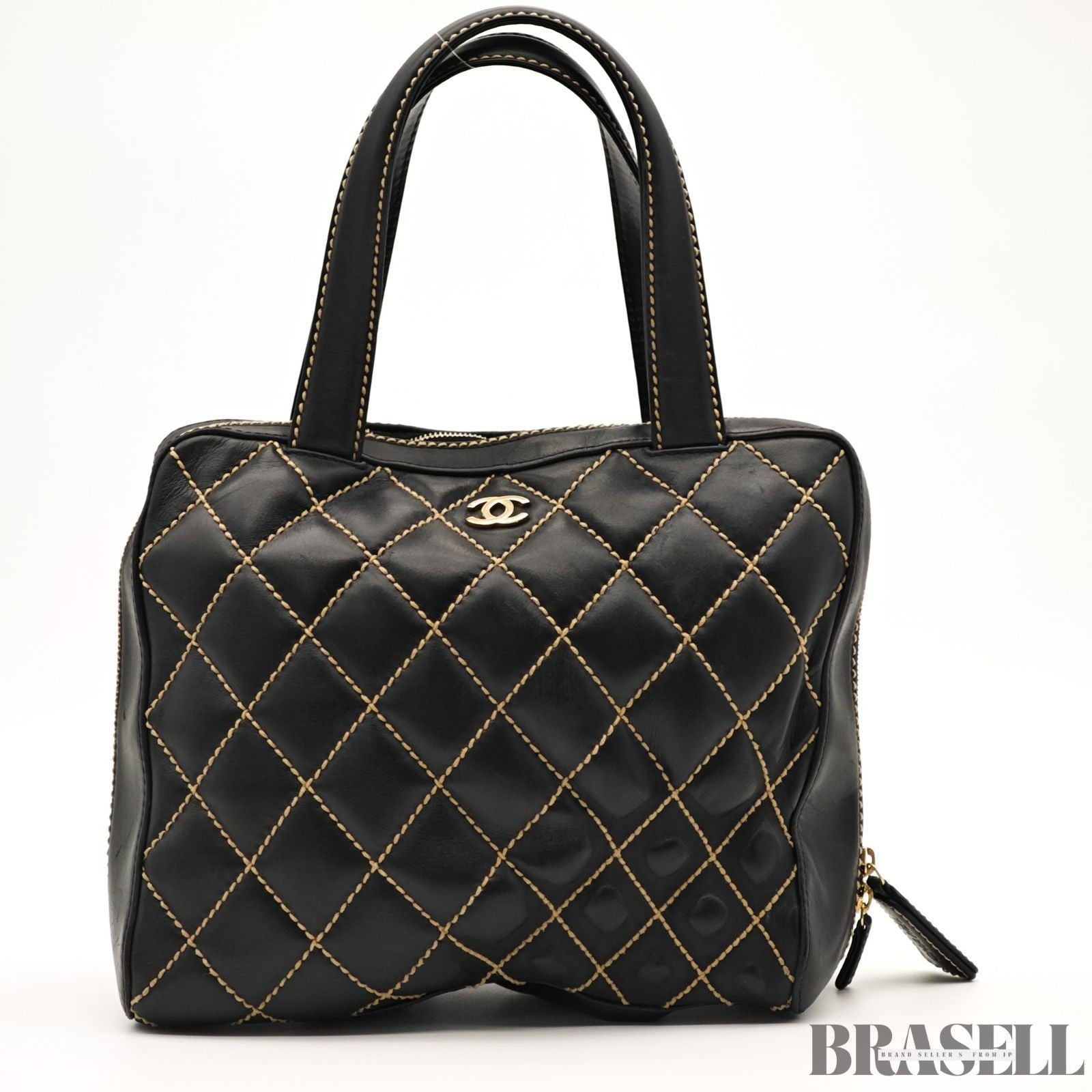 CHANEL Wild Stitch Tote Bag A14693 Black Leather Large Women's Warranty Card