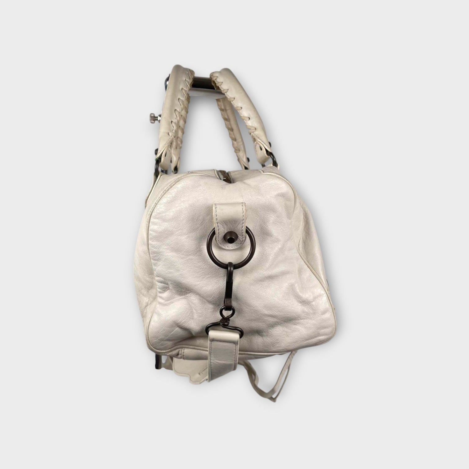 Balenciaga 2Way Handbag Shoulder Bag White Leather Zip 【B】
