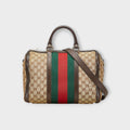GUCCI GG Canvas Web Line Mini Boston Bag Shoulder Bag 2WAY 247205 Beige 【B】