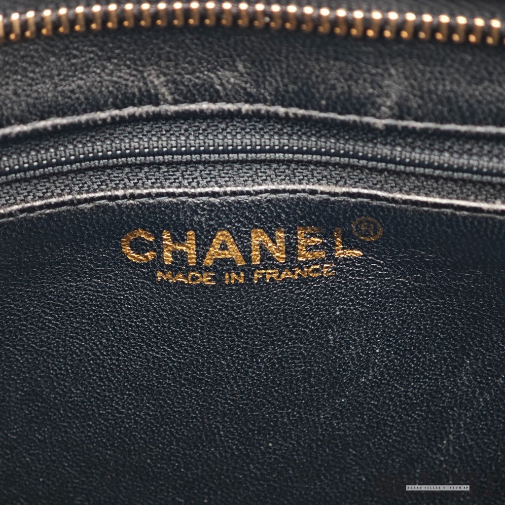 Chanel caviar skin A01804 Coco Mark Tote Bag Handbag Black Women Guarantee Card