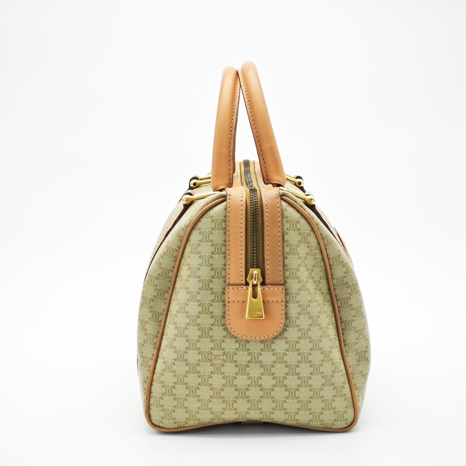 CELINE Macadam Mini Boston Bag Brown/Beige Women's