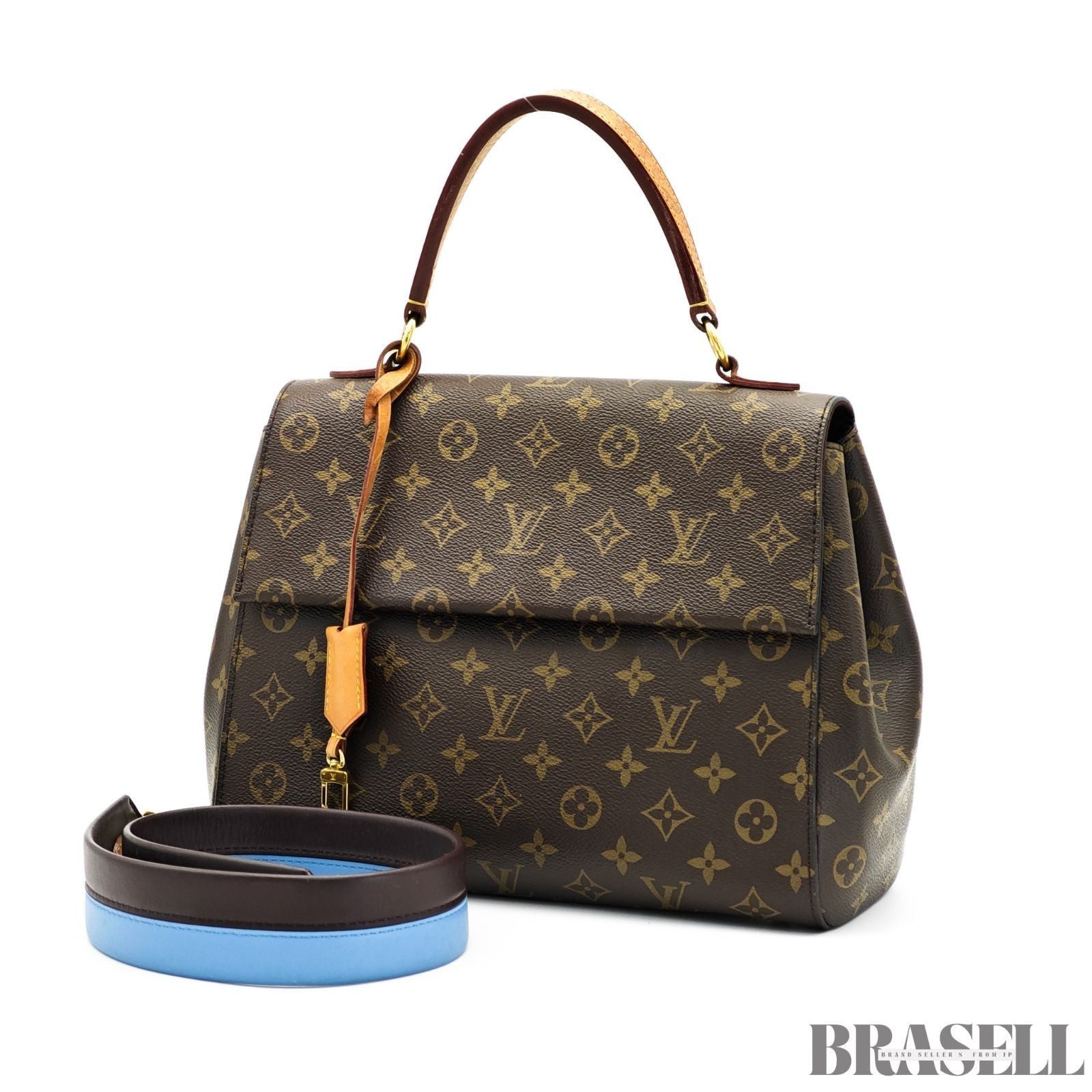 Louis Vuitton Cluny M42735 Damier Azur Handbag Shoulder Bag 2Way Flap Brown