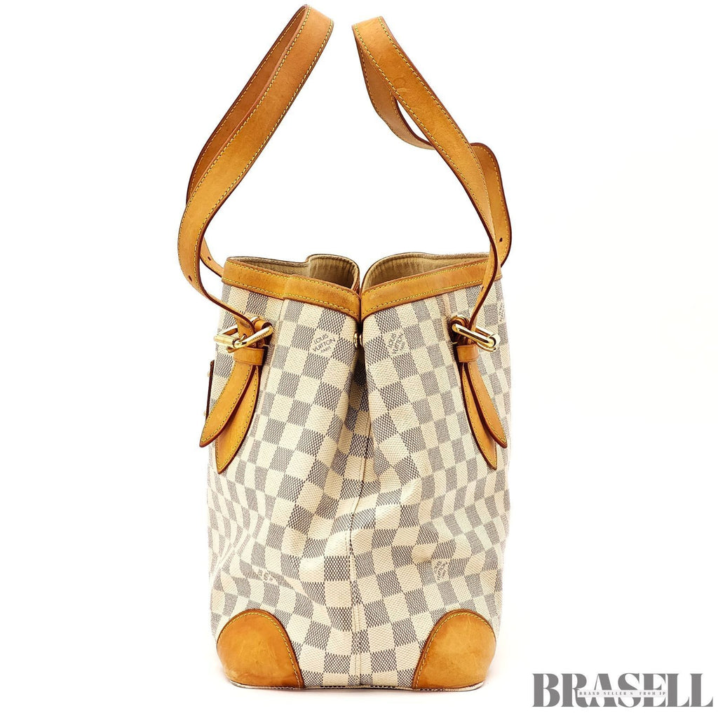 Louis Vuitton Damier Azur Hampstead MM N51206 Tote Bag Large White Brown
