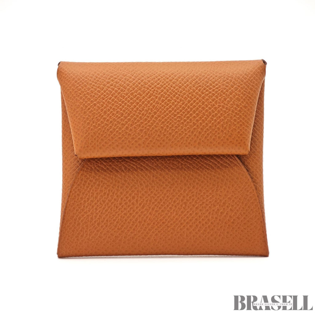 Hermes Bastia Coin Case Campact Wallet Leather France Gold Unisex w/Box