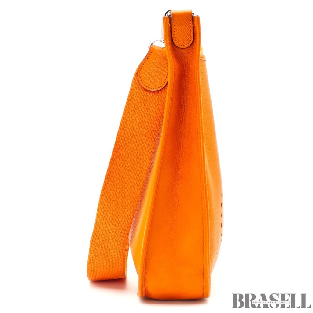 Hermes Evelyn PM Orange Toryon Clemence Crossbody Shoulder Bag w/Dust Bag Strap